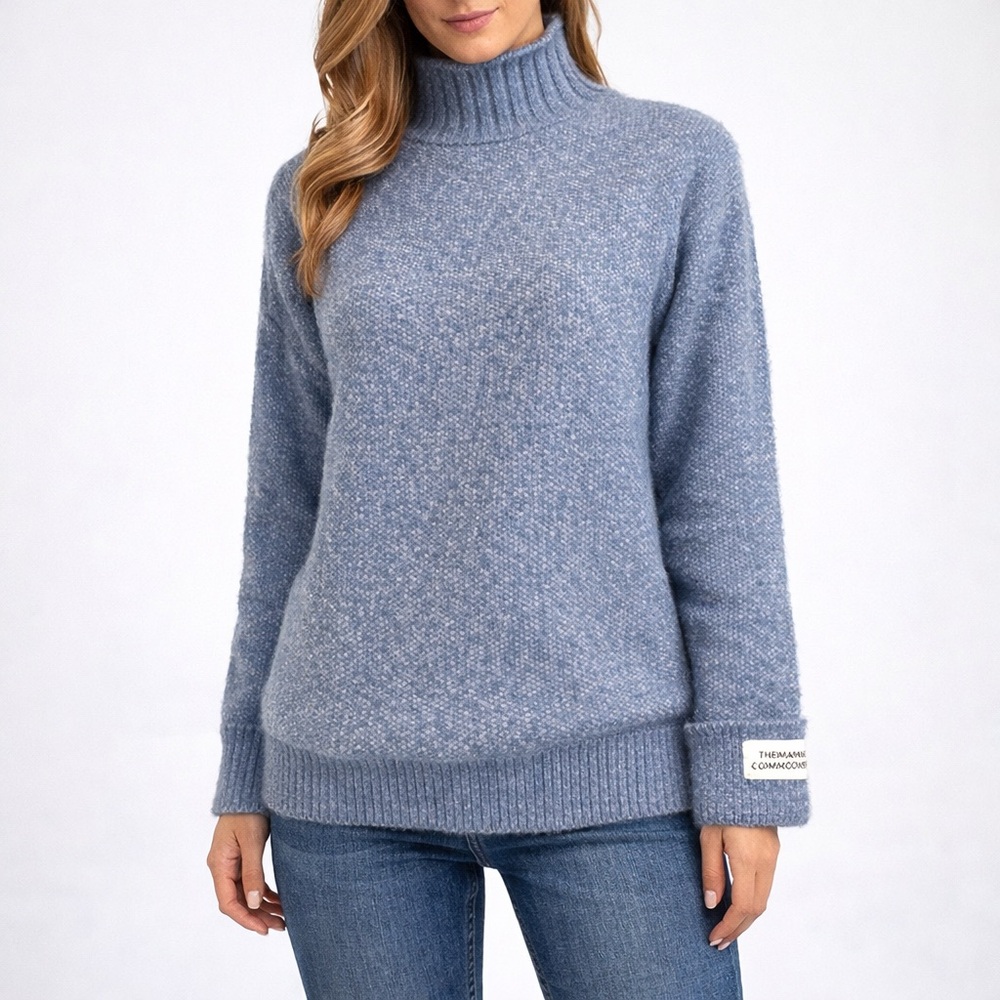 Blue Textured Mock Neck Sweater – Never Worn
